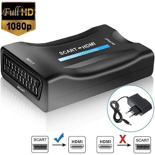 Den nye Scart til HDMI Converter, Scart til HDMI Video Converter 1080p720p Kompatibel med HDTV Stb Vhs Xbox Ps3 Sky Dvd Bluray