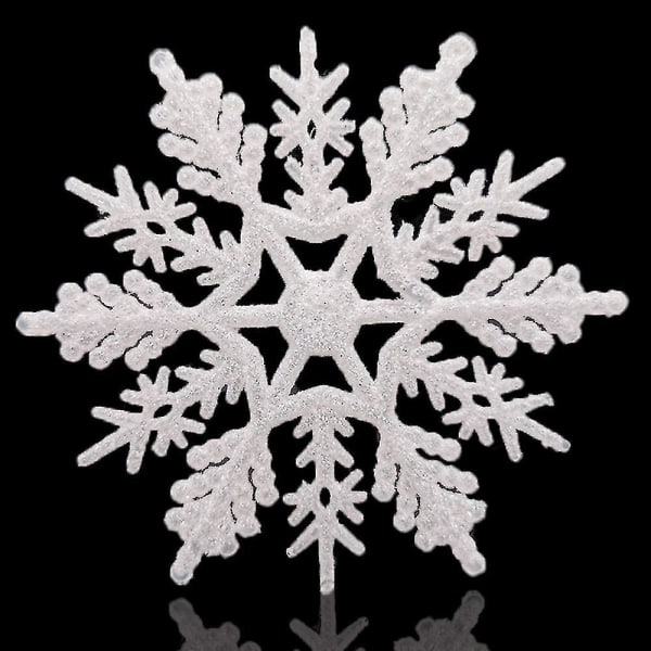 Stora snöflingor set med 5 vita glittrande snöflingor 12" juldekorativ