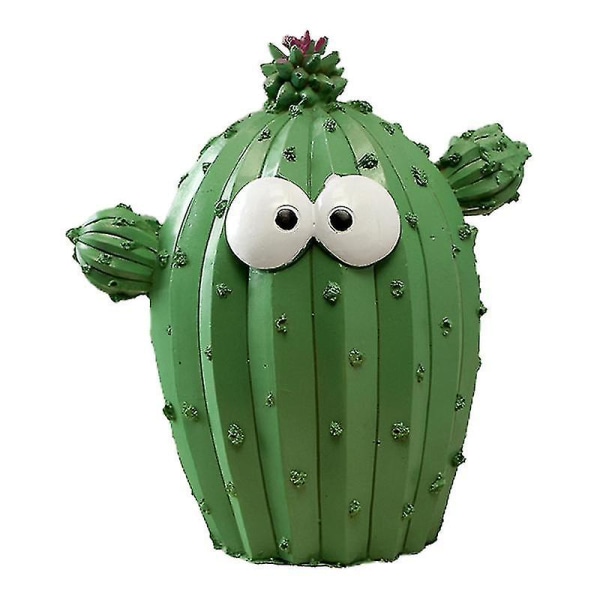 Creative Resin Saving Pot Tegneserie Cactus Pengeboks Nydelig Hjem Desktop Ornament-grønn