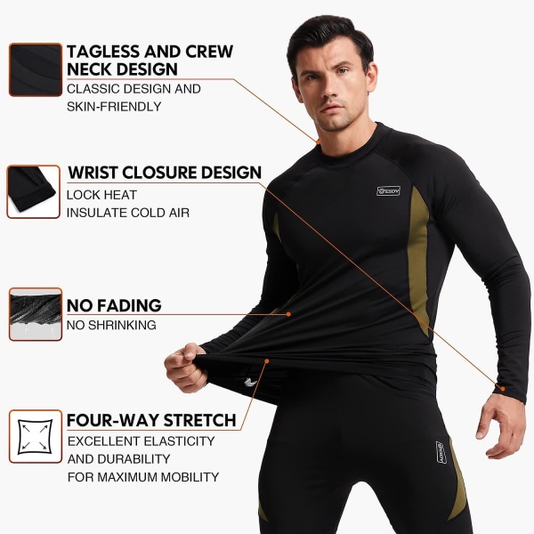 Thermal Set Urheilu Pitkä Johns Base Layer Alhaalla Keskipaino XXL