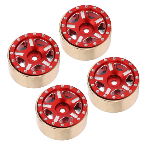 4 stk RC Bead Lock Nav for Axial SCX24 1/24 Rød