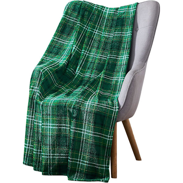 St. Patrick's Day Soft Throw Blanket: Greens Of Ireland Clovers And Shamrocks Design (shamrock Shenanigans) Traditional Plaid 40*30inch