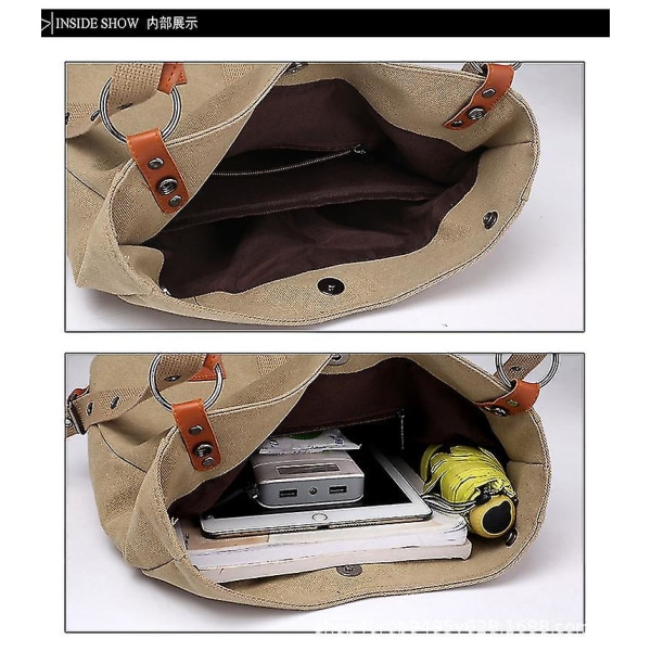 Tote Handväska Canvas Axelväska Handväska Ryggsäck Cabriolet ryggsäck Brown