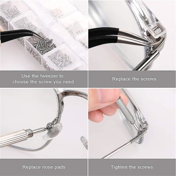 Screw Repair Set, For Glasses, Sunglasses, Jewellery Replacement Kit