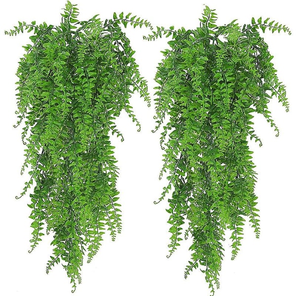 90cm Simuleret persisk græsblade Væghængende Rattan Bregne Grøn plante Vinplante Vægdekoration Blomst 2 stk.