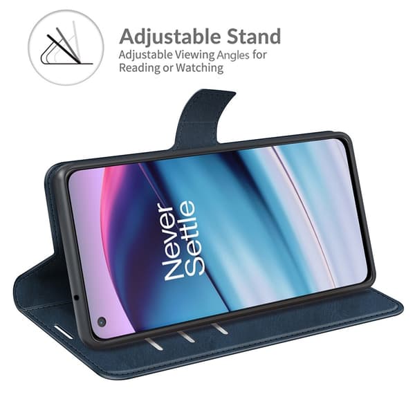 【BQ】OnePlus Nord CE 5G - Solid Läder Fodral - Blå 65