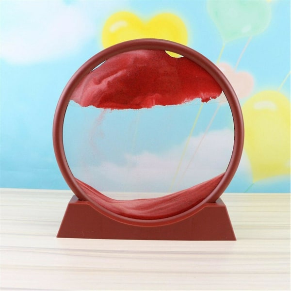 Flytende sand kunstbillede rundt glas 3d naturligt landskab flydende sand stel Timeglas indretning til hjemmet Pink 12inch