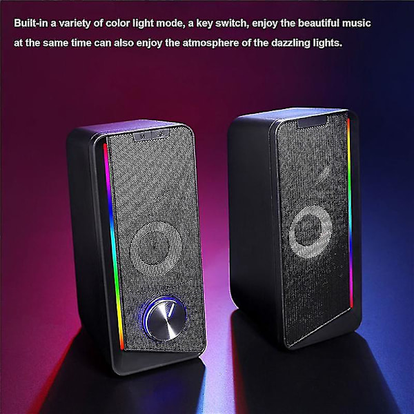 Desktop Bluetooth ljud Multi-ljuseffekt Cool datorhögtalare 4-enhet Dual Speaker Membran Spea