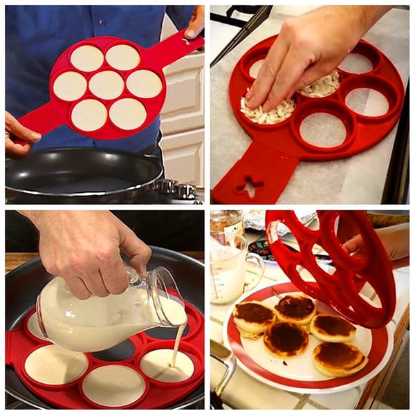7 Hull Silikonform Pannekake Maker Nonstick Egg Ring Maker Kjøkken Baking Matlaging Form Matlagingsverktøy