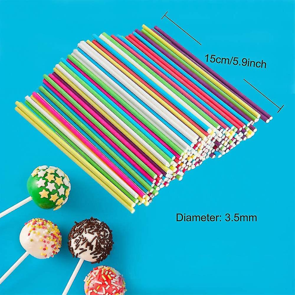 100 stk Lollipop Sticks, Marshmallow Sticks, Food Safety Creative Multi-funksjon Lollipop Sucker Sticks 150*3,5 mm