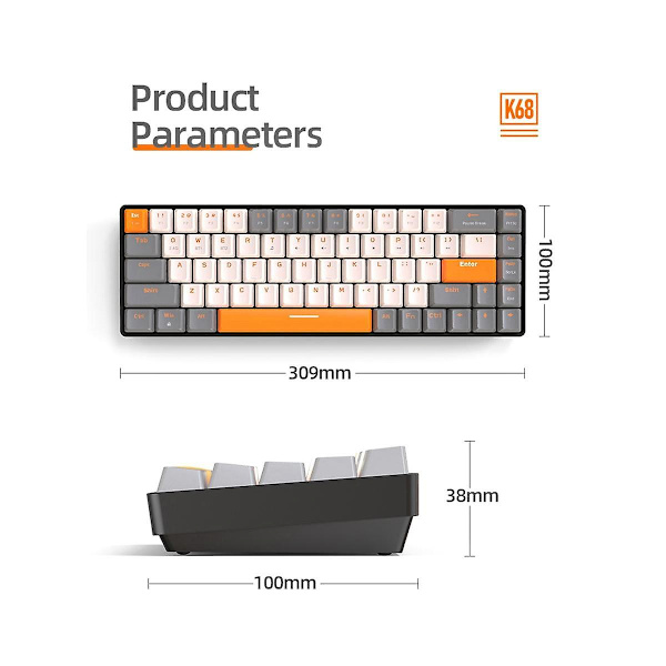 K68 Gaming Mekaniskt Tangentbord 2,4g Trådlöst Bluetooth Dual-mode Mekaniskt Tangentbord Hot-swappable Dark Grey