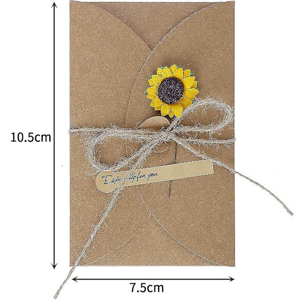 Gratulationskort 10 bitar Födelsedagskort Set Retro Kraftpapper Tomma kuvert Torkade blommor Dekorera