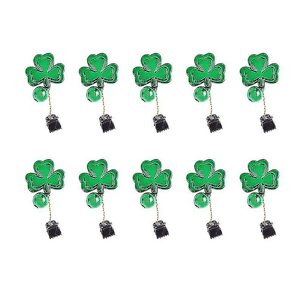 10 kpl Festival Clover Whisker Clips St Patrick's Day Parta Kiiltävä Riipus Clip Parta Koristeet