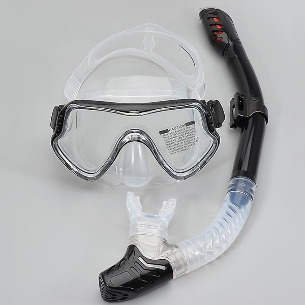Dykkerbriller Snorkelsæt Mænd og kvinder Nyt voksent silikonemaske med stort stel Svømning Snorkelmaske Dykkerbriller yellow transparent