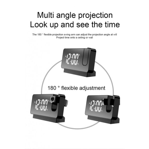【BQ】Projector Alarm Clock - LED Large Screen Smart Alarm Clock - Temperature and Humidity Projection Small Alarm Clock