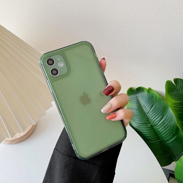 Liangnv-fodral för Iphone12 Mini (inte för Iphone 12), genomskinlig mjuk silikonskyddsskyddande retrofärg Transparent stötsäker telefonfodral - grön
