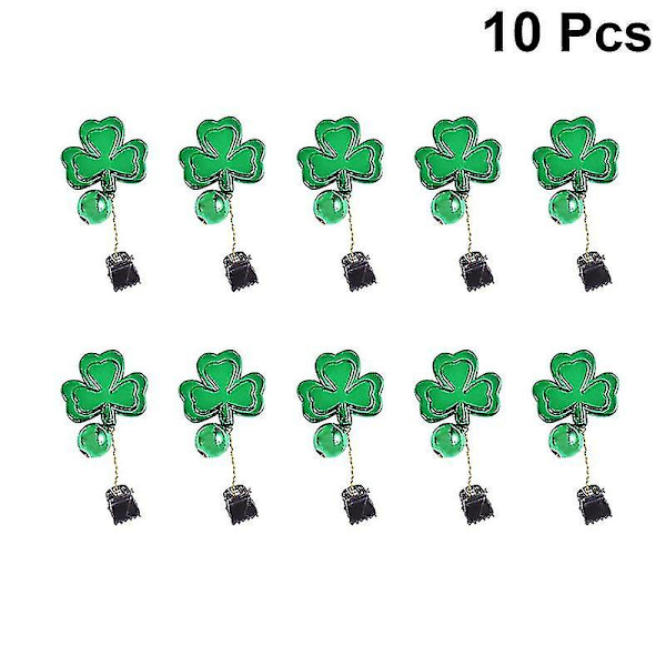 10 kpl Festival Clover Whisker Clips St Patrick's Day Parta Kiiltävä Riipus Clip Parta Koristeet