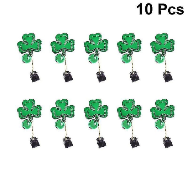 10 st Festival Clover Whisker Clips St Patrick's Day Skägg glänsande hänge Clip Skäggprydnader