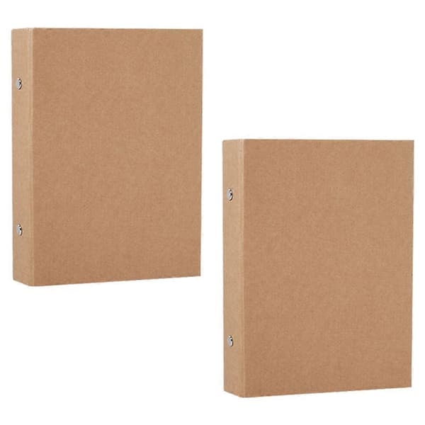 2 stk. A5 genopfyldelig ringbind, A5 kraftpapir-mappe med 2 ringe til løse blade, A5 Kraft