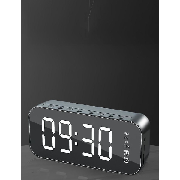 Multifunktionelt LED digitalt vækkeur, Bluetooth-højttaler, Bordbord lysende elektronisk musikboks sort black