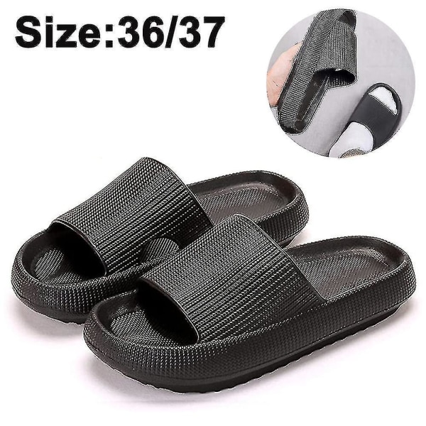 Slippers For Women And Men Quick Drying, Eva Open Toe Soft Non-slip Black 36 37