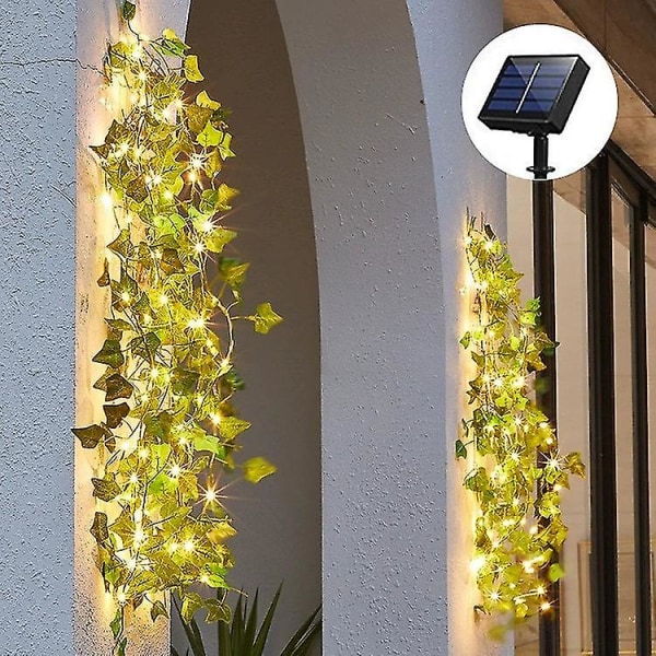 20 Led keinotekoinen vaahtera vihreä lehti rottinki seppele merkkijono valot viiniköynnöksen keiju Led kuparilanka sisustus aurinkoenergialla Solar 6.6ft