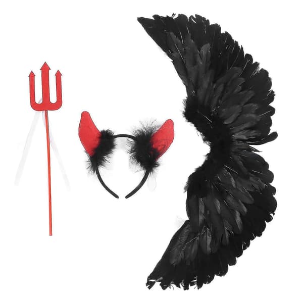 3-pak engle- og djævlevingesæt til voksne Halloween-cosplay-rollespil black devil 23*13in