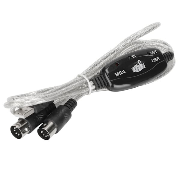 MIDI til USB Kabel Ca. 2,2yd Langt 16 Kanaler USB PC Interface LED Strøm Input Output Indikator USB MIDI Kabel