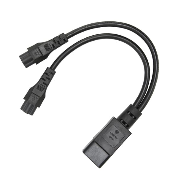 Dobbelt kvindelig strømkabel til bærbar computeradapter, 100-250V
