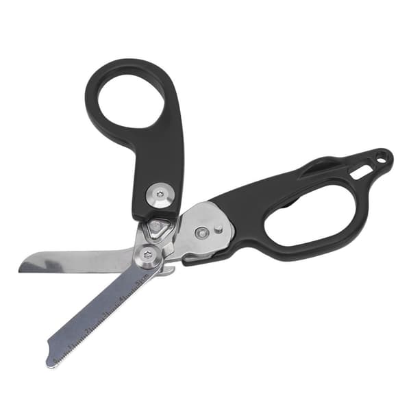 Akut Saks Aluminium Legering Multifunktionel Foldbar Saks til Indendørs Udendørs Sort