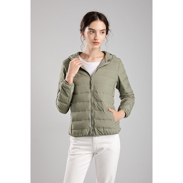 Lättviktsjackor med luva för kvinnor är bekväma att bära Light Green XL