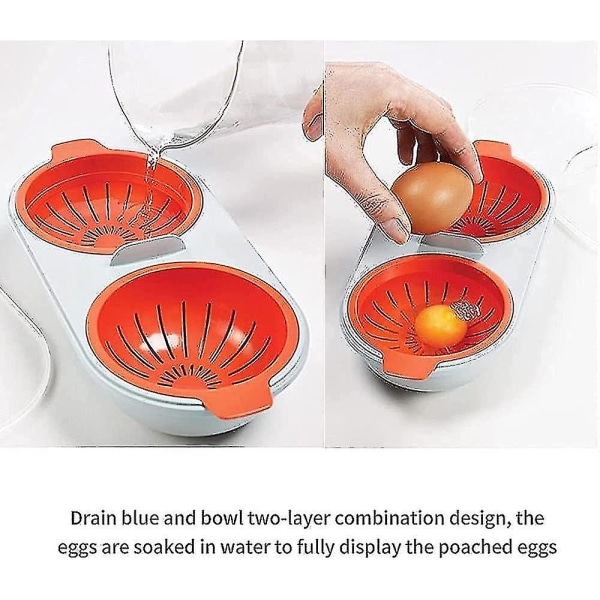 Microwave Egg Poacher, Perfect Poacher Mikrovågsugn 2-kopps Egg Poacher Matlagning Köksredskap, paket med 2