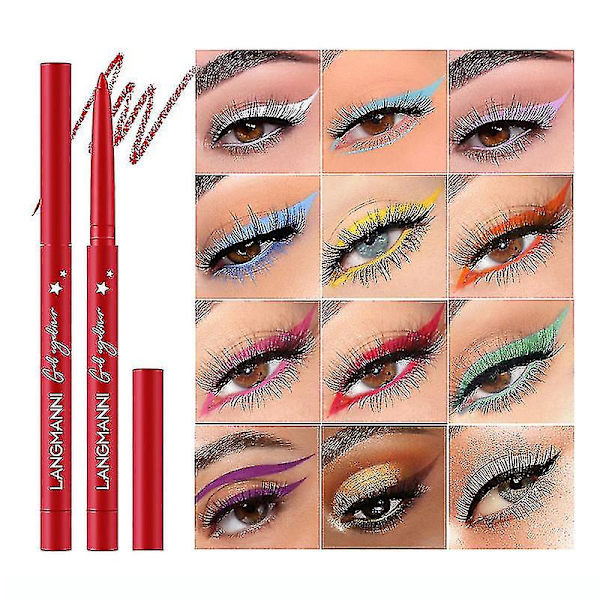 12 färger Eyeliner Set Matt Eyeliner Penna Vattentät Colorful Liquid Eyeliner Kit