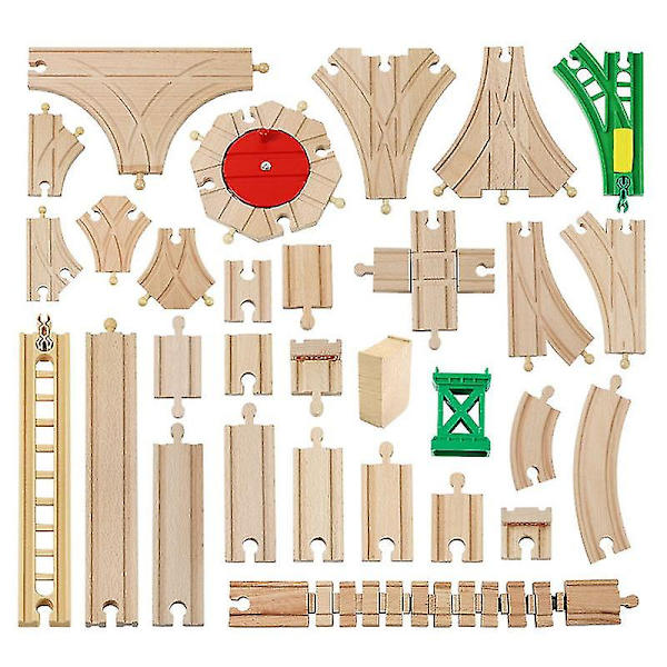 Hhcx-new All Kinds Wooden Track Parts Beech Wooden Railway Train Track Accessories Fit With All s Wood Tracks Toys For Kids 2pcs convex