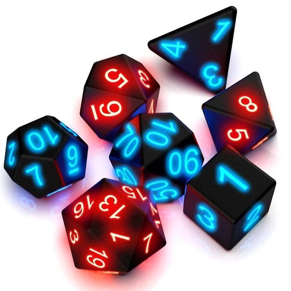 7kpl / set Elektroniset nopat hehkuvat LED-nopat Magic Pikselit DND Lautaroolipelit MTG Pöytäpelit 7 luminous dice*charging box