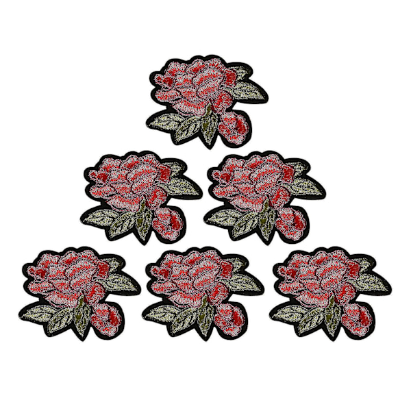 6 stk Rose Broderi Badge Tøj Stof Patch Applikation Decor Diy