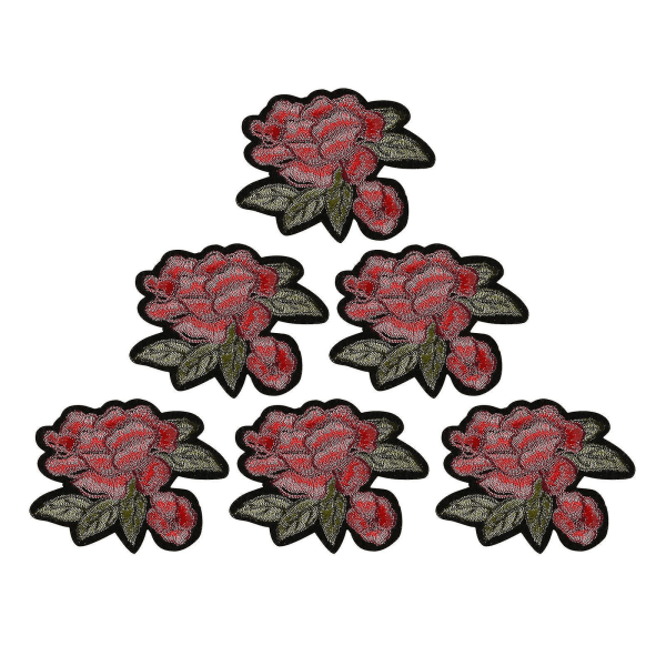 6st Rose Broderi Badge Kläder Tyg Patch Applikation Dekor Diy