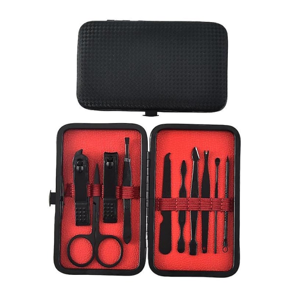 Ruostumattomasta teräksestä set kynsileikkuri, musta 18 osaa Kauneuspihdit kynsityökalut lahja black set of 10