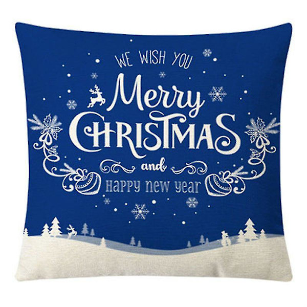 Julkuddfodral Set med 4 Linne Julkuddfodral 18 X 18" Xmas Design Kuddfodral för soffa