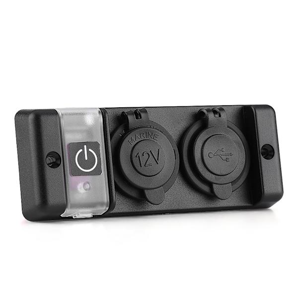 Vattentät Dual USB Power Socket Switch Panel för Car RV Marine Båt