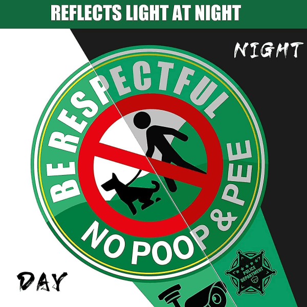 2 stk Ingen bæsjhund-skilt for hagehage, ingen bæsjhund-skilt Hageskilt med stake reflekterer lys i mørket Green