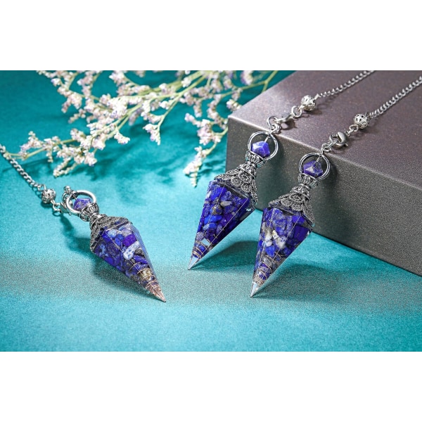Chakra Krystal Pendulum Sekskantet Reiki Healing Krystal Points Ædelsten Dowsing Pendulum For Divination Skrige Wicca Lapis Lazuli