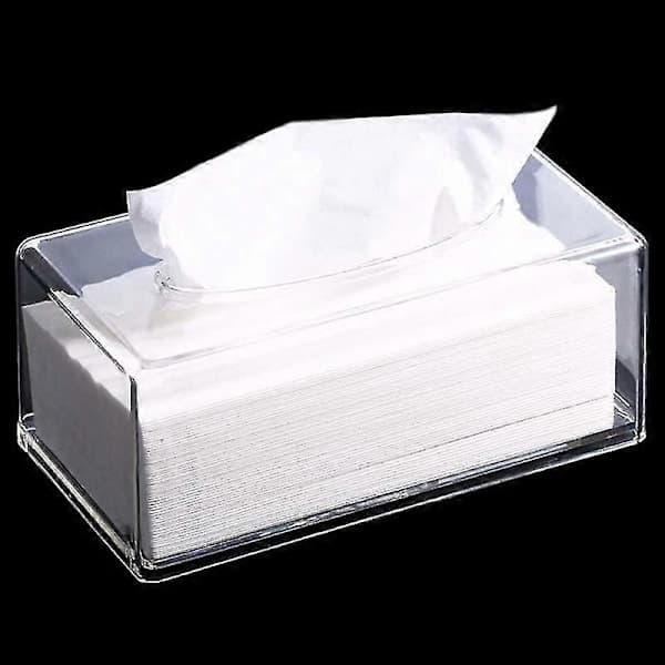 【BQ】Facial Tissue Dispenser Box Holder Clear Acrylic Rectangular Napkin Organizer for Bathroom