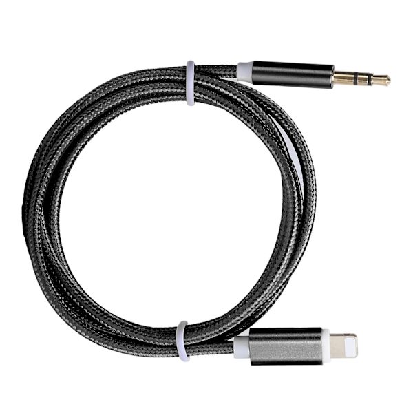 AUX-kabel til bil til IOS 12 3,5 mm AUX-lyd til IOS-interfaceadapter Nylonflettet kabel Sort