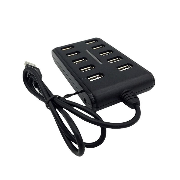 10 Ports høyhastighets skjøtekabel Usb 2.0 Hub-adapter for bærbar PCb-grensesnittenhet Black