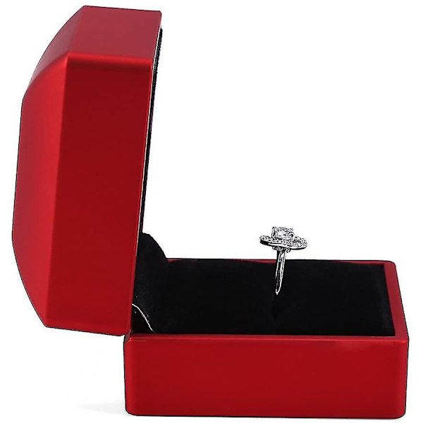 Fashion Ring Box Led Light Up Ring Opbevaringsboks Smykkeholder (rød)