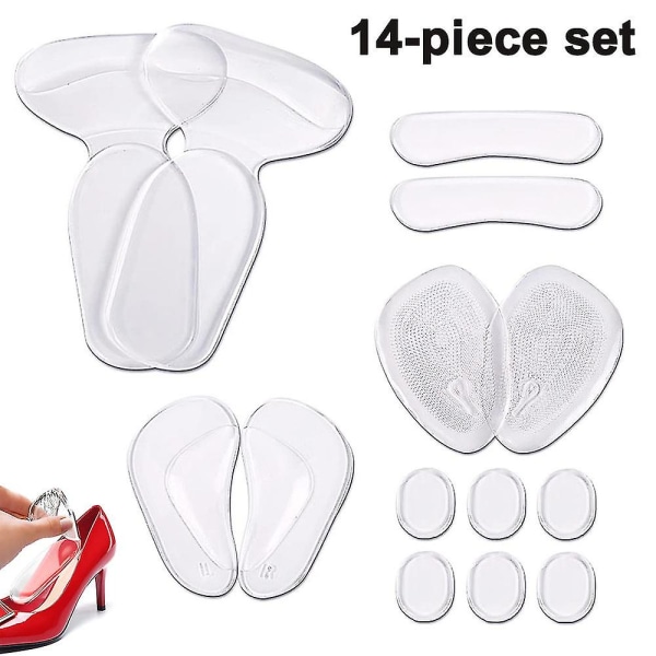 Set 14 läpinäkyvää Pu-silikonia kantapäägripsiä Liner High Heel -pohjallisia