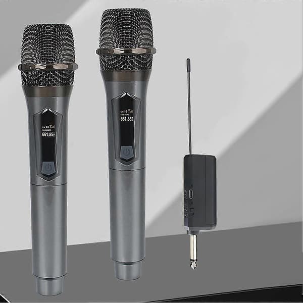 Trådløs mikrofon 2 kanaler UHF fast frekvens håndholdt mikrofon til fest professionel show møde