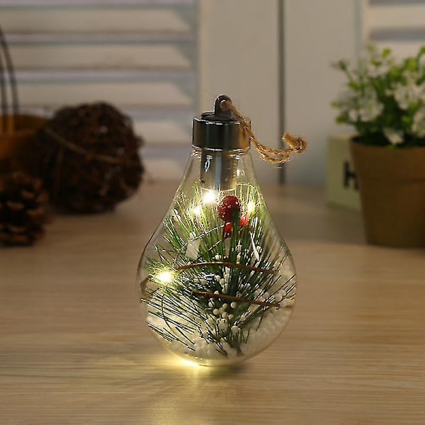 Led Ball Lights Vattentät för julgran bröllop hem inomhus dekoration Transparent jul prydnad plast glödlampa D