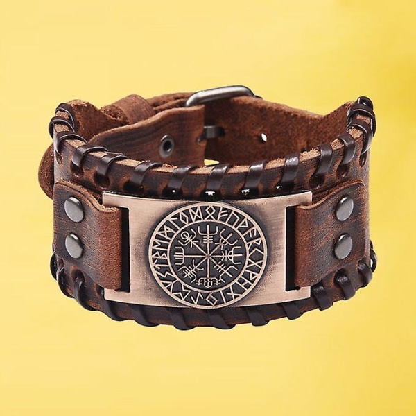 Viking flettet reb Herrearmbånd Læderarmbånd Læder Brun